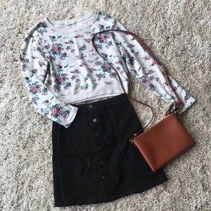 Flowered Crop Sweater